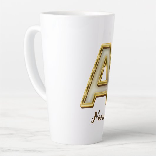 Gepersonaliseerde Initiaal A Monogram Gold Typogra Latte Mok (Linkerhoek)