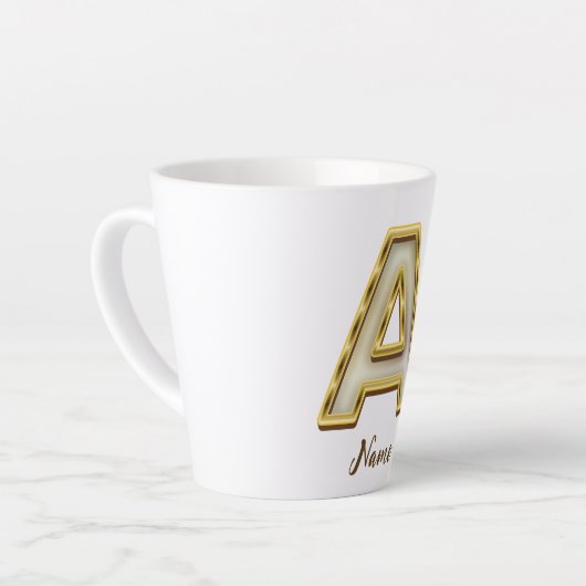 Gepersonaliseerde Initiaal A Monogram Gold Typogra Latte Mok (Linkerhoek)