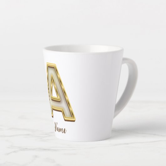 Gepersonaliseerde Initiaal A Monogram Gold Typogra Latte Mok (Rechterhoek)