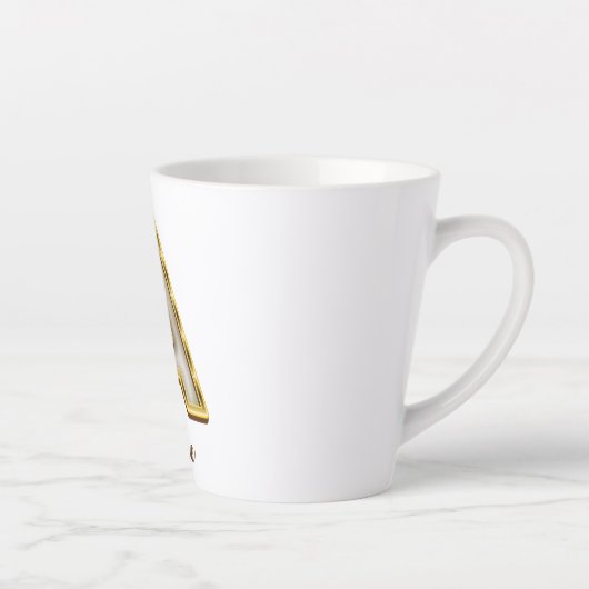 Gepersonaliseerde Initiaal A Monogram Gold Typogra Latte Mok (Rechts)