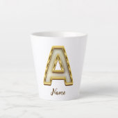 Gepersonaliseerde Initiaal A Monogram Gold Typogra Latte Mok (Voorkant)