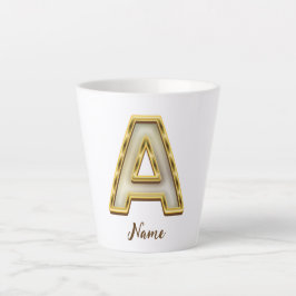 Gepersonaliseerde Initiaal A Monogram Gold Typogra Latte Mok