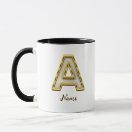Gepersonaliseerde Initiaal A Monogram Gold Typogra Mok