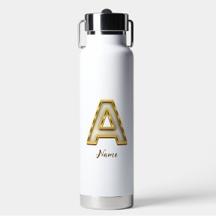 Gepersonaliseerde Initiaal A Monogram Gold Typogra Waterfles