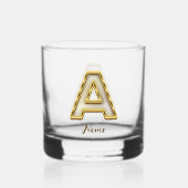 Gepersonaliseerde Initiaal A Monogram Gold Typogra Whisky Glas (Achterkant)