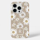 Gepersonaliseerde Initiaal Daisy Pattern Beige Case-Mate iPhone Case (Achterkant)
