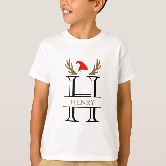 Gepersonaliseerde Initiaal letter H Split Monogram T-shirt (Voorkant)