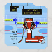 Gepersonaliseerde Initiaal letter L Ice Hockey Kaart (Voorkant / Achterkant)