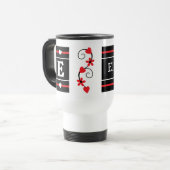 Gepersonaliseerde initiaal naam rood zwart reisbeker (Voorkant links)