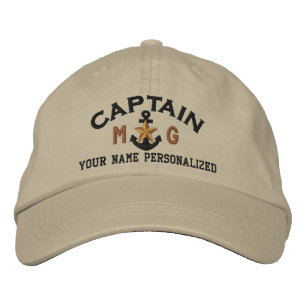 Gepersonaliseerde Initialen Captain Nautical Star Geborduurde Pet