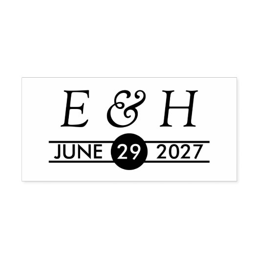 Gepersonaliseerde Initialen en datum Zelfinktende Stempel (Design)