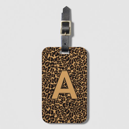 Gepersonaliseerde initialen Leopard dierenprint Bagagelabel (Voorkant (verticaal))