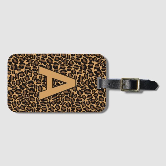 Gepersonaliseerde initialen Leopard dierenprint Bagagelabel (Voorkant (horizontaal))