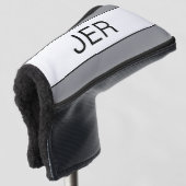 Gepersonaliseerde Initialen Monogram Grijs Zwart P Golfheadcover (3/4 voorkant)