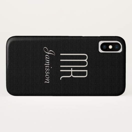 Gepersonaliseerde Initialen MR. Black HIS Case-Mate iPhone Case (Achterkant (horizontaal))