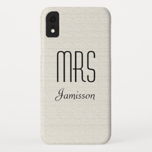 Gepersonaliseerde Initialen MRS Rustic Off White iPhone XR Hoesje