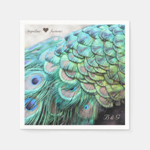 Gepersonaliseerde Initialen Pauw bruiloft servette Servetten