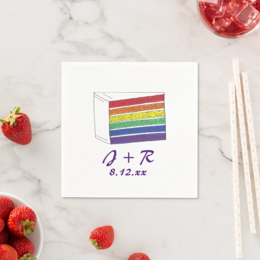 Gepersonaliseerde Initialen Rainbow Cake Pride Nap Servetten (Insitu)