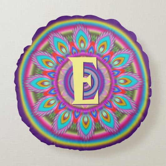 Gepersonaliseerde initialen ronde werpkussen rond kussen (Voorkant)