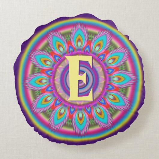 Gepersonaliseerde initialen ronde werpkussen rond kussen (Achterkant)