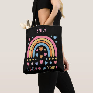Gepersonaliseerde Inspirerend Regenboog & Hart Draagtas