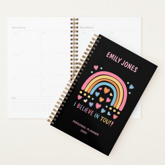 Gepersonaliseerde Inspirerend Regenboog & Hart Planner (Display)