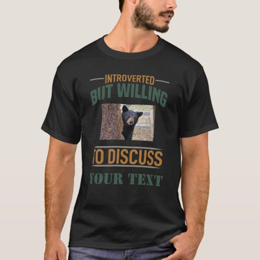 Gepersonaliseerde introvert die om zwart te bespre t-shirt (Voorkant)