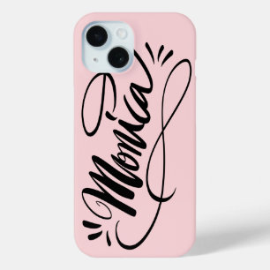 Gepersonaliseerde iPhone 15 cover met de naam Moni