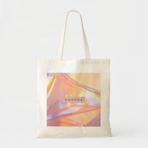 Gepersonaliseerde iriserende pastel holografische tote bag