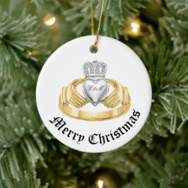 Gepersonaliseerde Irish Claddagh - Nollaig Shona D Keramisch Ornament