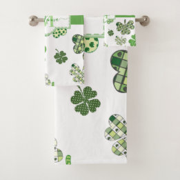 Gepersonaliseerde Irish Green Clover St Patrick's Bad Handdoek