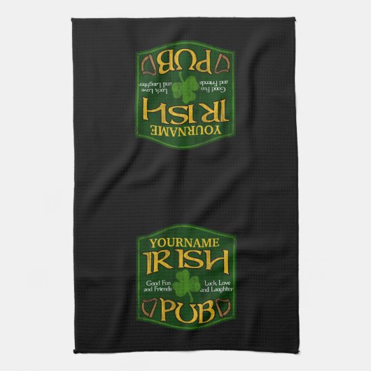 Gepersonaliseerde Irish Pub Sign Man Cave Bar Theedoek (Verticaal)