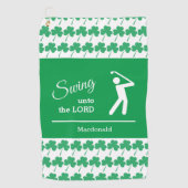 Gepersonaliseerde IRISH SHAMROCK Swing To The Lord Golfhanddoek (Voorkant)