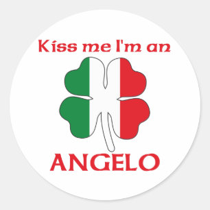 Gepersonaliseerde Italiaanse kus me ik ben Angelo Ronde Sticker