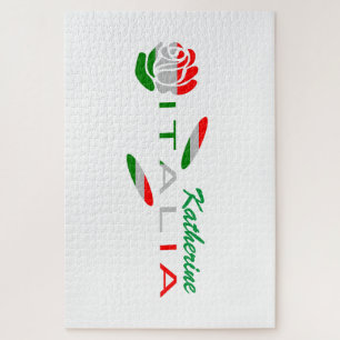 Gepersonaliseerde Italiaanse Roze Vlag Legpuzzel