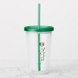 Gepersonaliseerde Italiaanse vlag Roze Acryl Drinkbeker