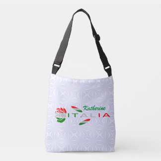 Gepersonaliseerde Italiaanse vlag roze Crossbody Tas