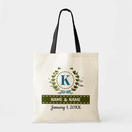 Gepersonaliseerde Ivy Wreath Weddenschap Datum Mon Tote Bag (Voorkant)