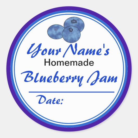 Gepersonaliseerde Jam Jar Labels Blueberry Jam Ron (Voorkant)