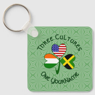 Gepersonaliseerde Jamaica Ierland USA Shamrock Sleutelhanger