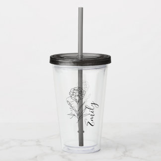 Gepersonaliseerde januari anjer geboorte bloem acryl drinkbeker
