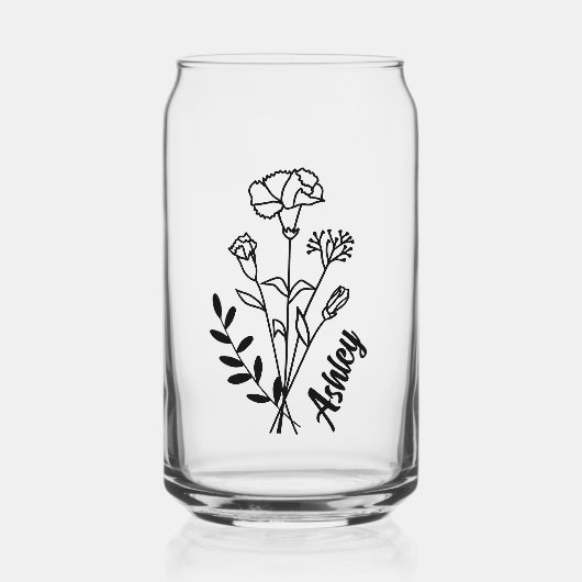 Gepersonaliseerde Januari Geboorte Maand Bloemanje Blikvorm Glas (Voorkant)