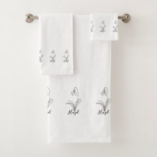 Gepersonaliseerde januari sneeuwklokje Geboorteblo Bad Handdoek