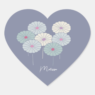 Gepersonaliseerde Japanse Asters Zen bloemen Hart Sticker