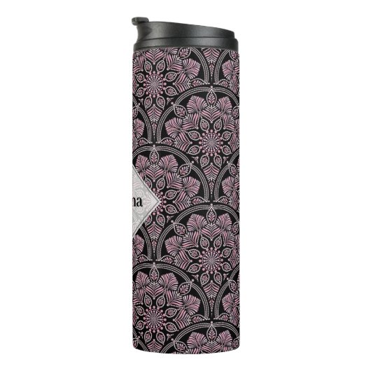 Gepersonaliseerde jaren '20 Dusky Roos Bloemen Fro Thermosbeker (Geroteerd rechts)