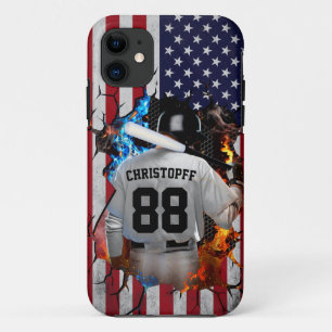 Gepersonaliseerde Jersey Amerikaans honkbal iPhone 11 Hoesje