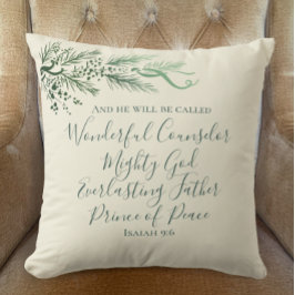 Gepersonaliseerde Jesaja 9:6 Modern Pine Christmas Kussen