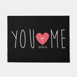 Gepersonaliseerde jij en ik hart met trouwdatum deurmat