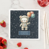 Gepersonaliseerde Jongen servetten met Space Teddy (Insitu)