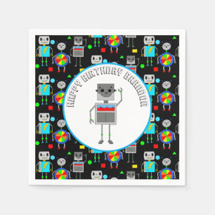 Gepersonaliseerde jongen's Birthday Robot Servet